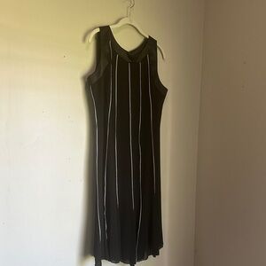 Elegant Black and White Striped Midi Dress